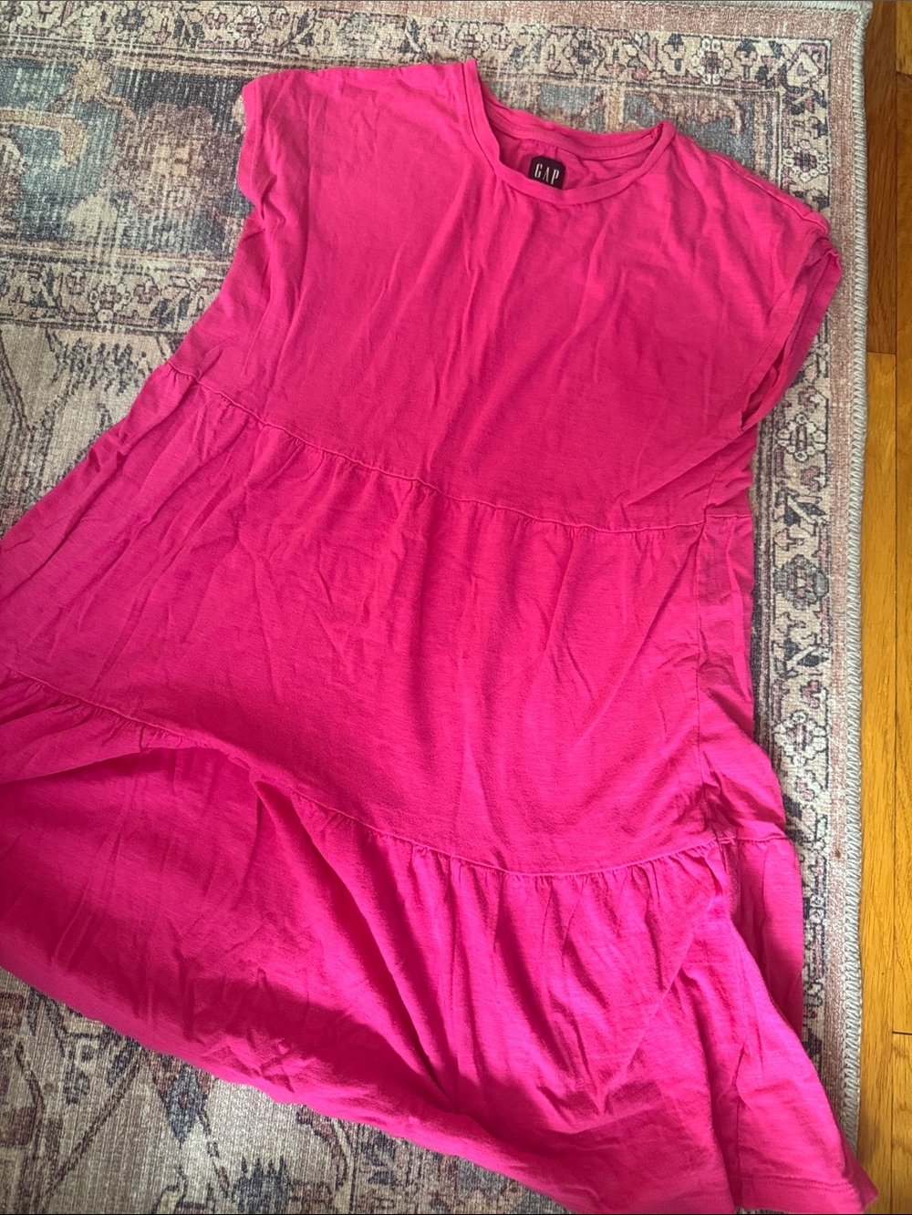 GAP Vibrant Pink Tiered Cotton Dress